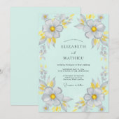 Invitation Mariage Anémone Gris Mousse de Mer (Devant / Derrière)