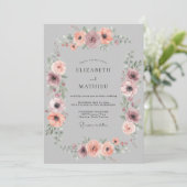 Invitation Mariage Anémone Gris Nuageux (Debout devant)