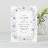 Invitation Mariage Anémone Gris Poudre (Debout devant)