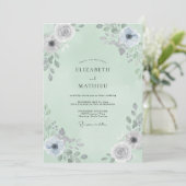 Invitation Mariage Anémone Gris Sage (Debout devant)