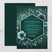 Invitation Mariage Anémone Hazy Viridian (Devant / Derrière)