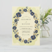 Invitation Mariage Anémone Indigo Or (Debout devant)