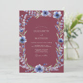 Invitation Mariage Anémone Indigo Vin (Debout devant)