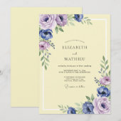 Invitation Mariage Anémone Lavande Beurre (Devant / Derrière)