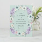 Invitation Mariage Anémone Lavande Mousse de Mer (Debout devant)