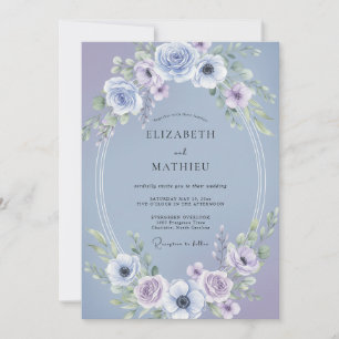 Invitation Mariage Anémone Lavande Pervenche