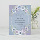 Invitation Mariage Anémone Lavande Pervenche (Debout devant)