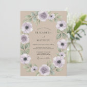 Invitation Mariage Anémone Lilas Beige (Debout devant)