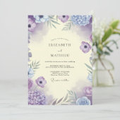 Invitation Mariage Anémone Lilas Lavande (Debout devant)