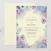 Invitation Mariage Anémone Lilas Lavande (Devant / Derrière)