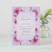 Invitation Mariage Anémone Lilas Magenta (Debout devant)