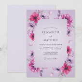 Invitation Mariage Anémone Lilas Magenta (Devant / Derrière)
