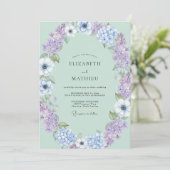 Invitation Mariage Anémone Lilas Menthe (Debout devant)