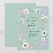 Invitation Mariage Anémone Lilas Mousse (Devant / Derrière)