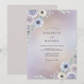 Invitation Mariage Anémone Lilas Pervenche (Devant / Derrière)