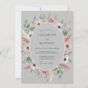 Invitation Mariage Anémone Mauve Rosé