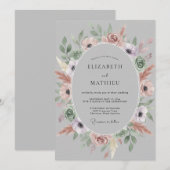 Invitation Mariage Anémone Mauve Rosé (Devant / Derrière)