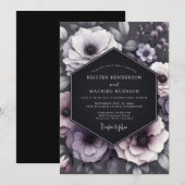 Invitation Mariage Anémone Mélancolie Charbon (Devant / Derrière)
