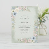 Invitation Mariage Anémone Menthe Champagne (Debout devant)