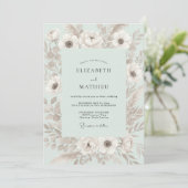 Invitation Mariage Anémone Menthe Pâle (Debout devant)