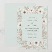 Invitation Mariage Anémone Menthe Pâle (Devant / Derrière)