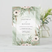 Invitation Mariage Anémone Menthe Rose (Debout devant)