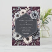 Invitation Mariage Anémone Nocturne au Prune (Debout devant)
