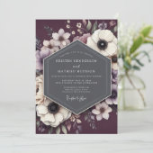 Invitation Mariage Anémone Noir Prune (Debout devant)