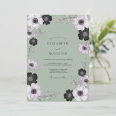 Invitation Mariage Anémone Olive Dépoussiérée (Debout devant)
