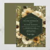 Invitation Mariage Anémone Olive Moody (Devant / Derrière)