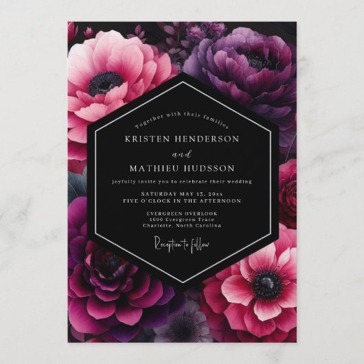 Invitation Mariage Anémone Opulente Orchidée (Devant)