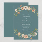 Invitation Mariage Anémone Péché Ardoise (Devant / Derrière)