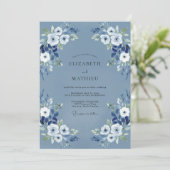 Invitation Mariage Anémone Pervenche Ardoise (Debout devant)