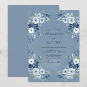 Invitation Mariage Anémone Pervenche Ardoise (Devant / Derrière)