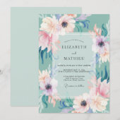 Invitation Mariage Anémone Pervenche Mousse de Mer (Devant / Derrière)