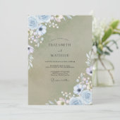 Invitation Mariage Anémone Pervenche Olive (Debout devant)