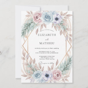 Invitation Mariage Anémone Pervenche Pâle