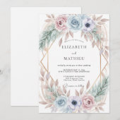 Invitation Mariage Anémone Pervenche Pâle (Devant / Derrière)