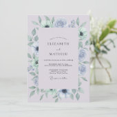 Invitation Mariage Anémone Pervenche Poussiéreuse (Debout devant)