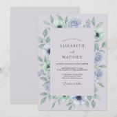Invitation Mariage Anémone Pervenche Poussiéreuse (Devant / Derrière)