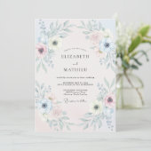Invitation Mariage Anémone Pervenche Rosée (Debout devant)