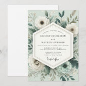 Invitation Mariage Anémone Poétique Sauge (Devant / Derrière)