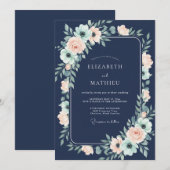 Invitation Mariage Anémone Poudre de Minuit (Devant / Derrière)