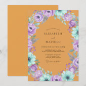 Invitation Mariage Anémone Pourpre Ocre (Devant / Derrière)