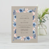 Invitation Mariage Anémone Raffinée Taupe (Debout devant)