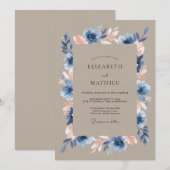 Invitation Mariage Anémone Raffinée Taupe (Devant / Derrière)