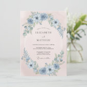 Invitation Mariage Anémone Rêveuse Bleu Acier (Debout devant)