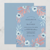 Invitation Mariage Anémone Rouille Bleuet (Devant / Derrière)