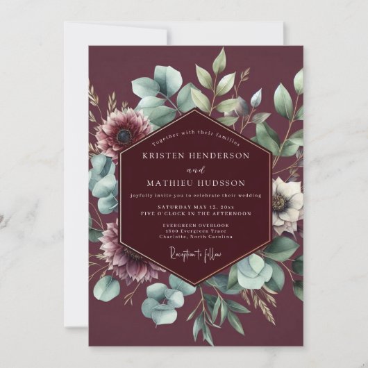 Invitation Mariage Anémone Sage de Bourgogne (Devant)