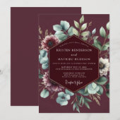 Invitation Mariage Anémone Sage de Bourgogne (Devant / Derrière)